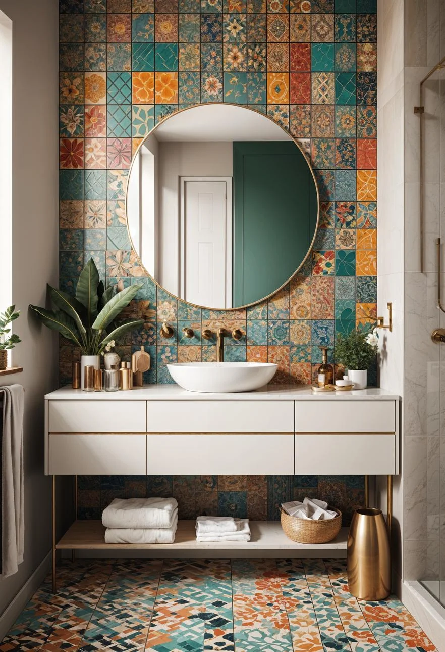 9. Geometric Boho Tile Backsplash Ideas-1