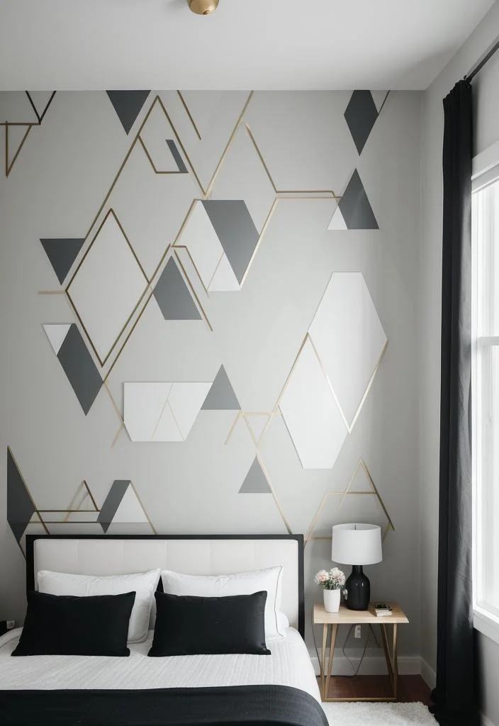1. Geometric Tape Accent Wall-1