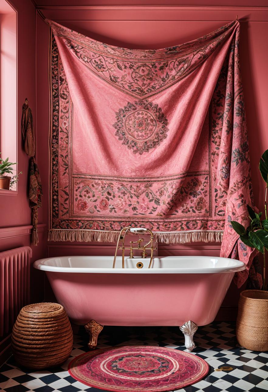 8. Global Textile-Inspired Pink Bathroom-0
