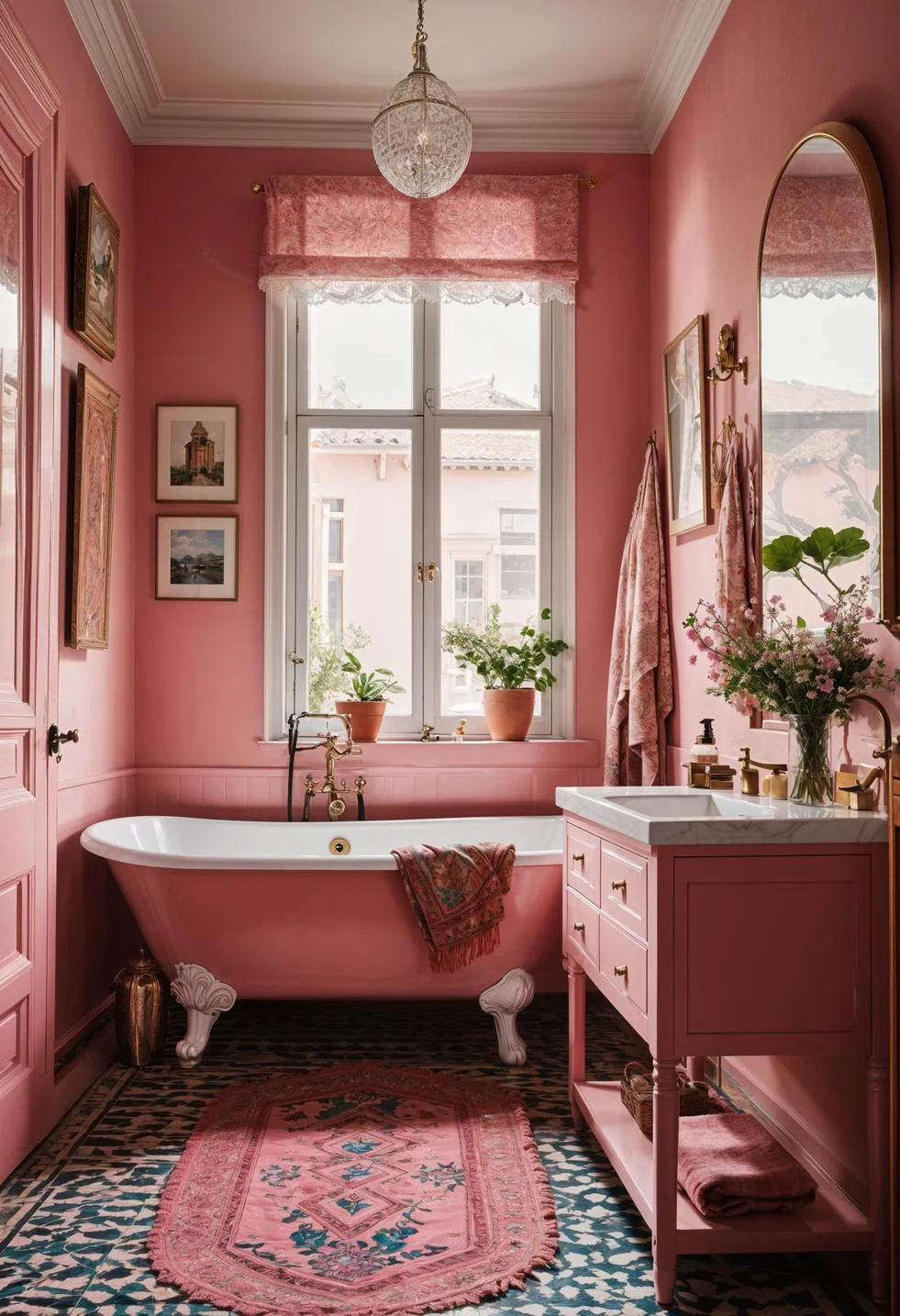 8. Global Textile-Inspired Pink Bathroom-1