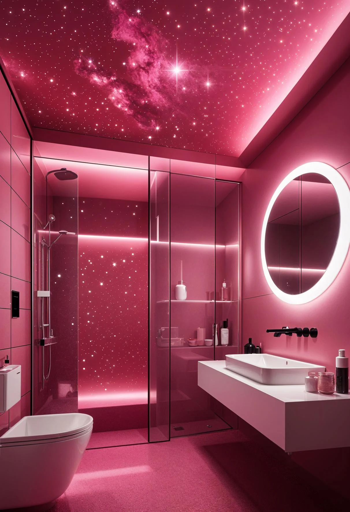 20. Glowing Starry Night Pink Ceiling-0