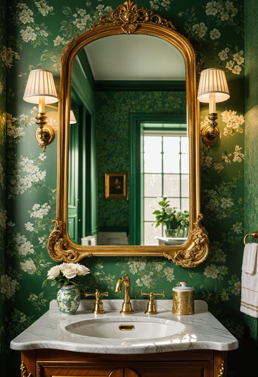 23. Green Floral Vintage Bathroom Design-0