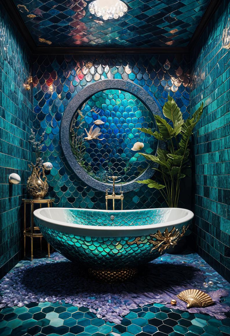 35. Mermaid-Inspired Bathroom Design-0