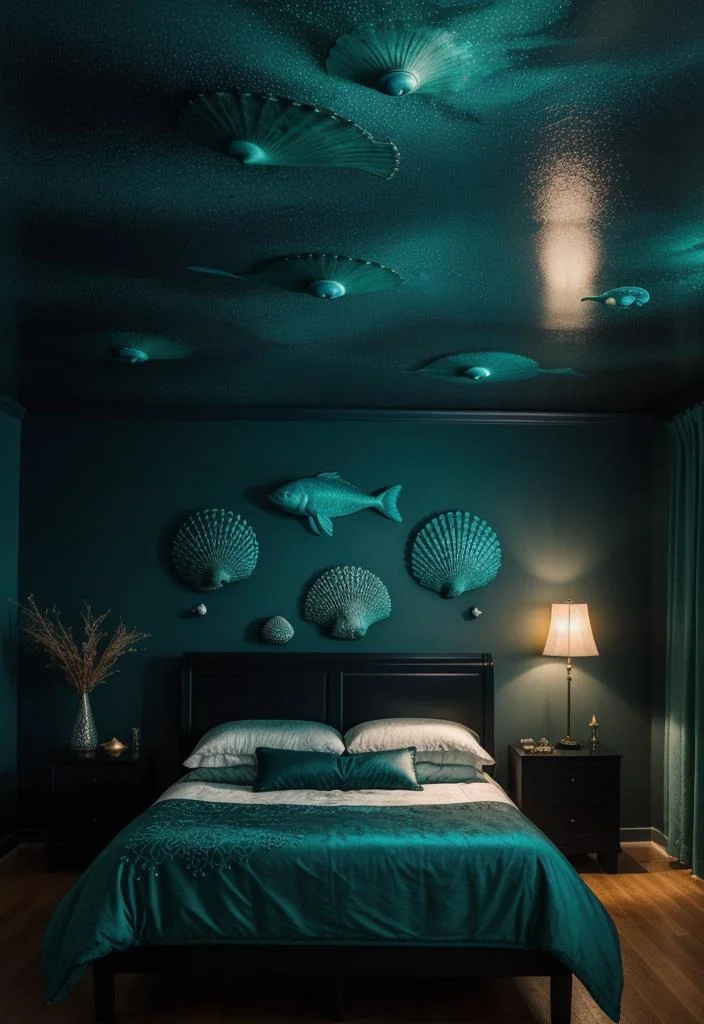 22 Enchanting Dark Feminine Bedroom Ideas to Inspire You 34 9. Mermaid Lagoon Bedroom Inspiration-1