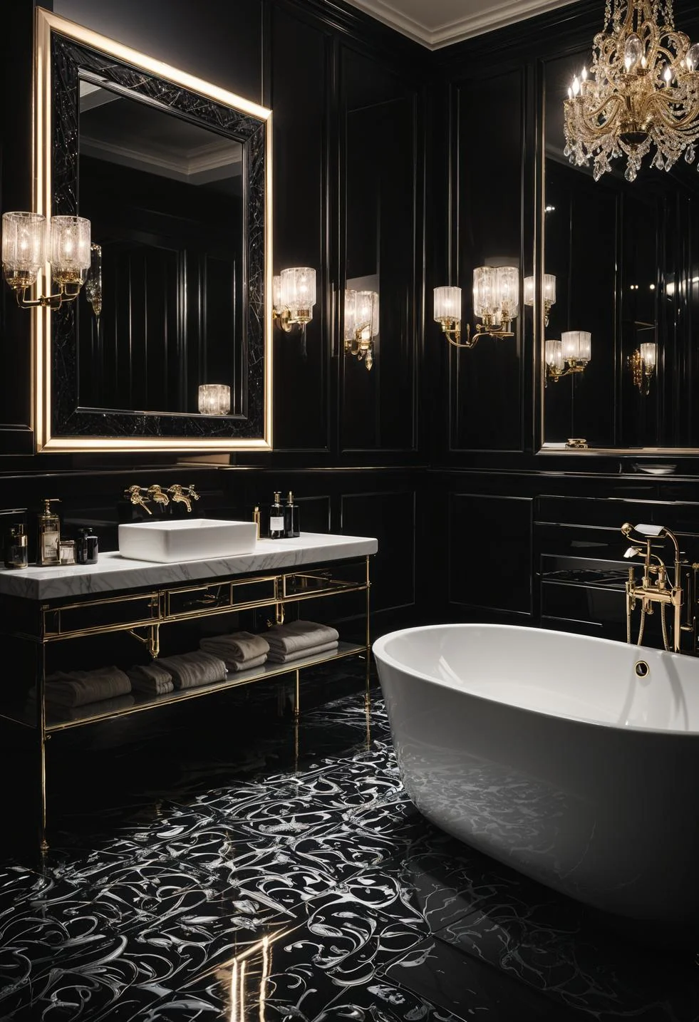 19 Stunning Black and White Bathroom Designs to Inspire You 14 12. Monochrome Chic Bathroom Elegance-0