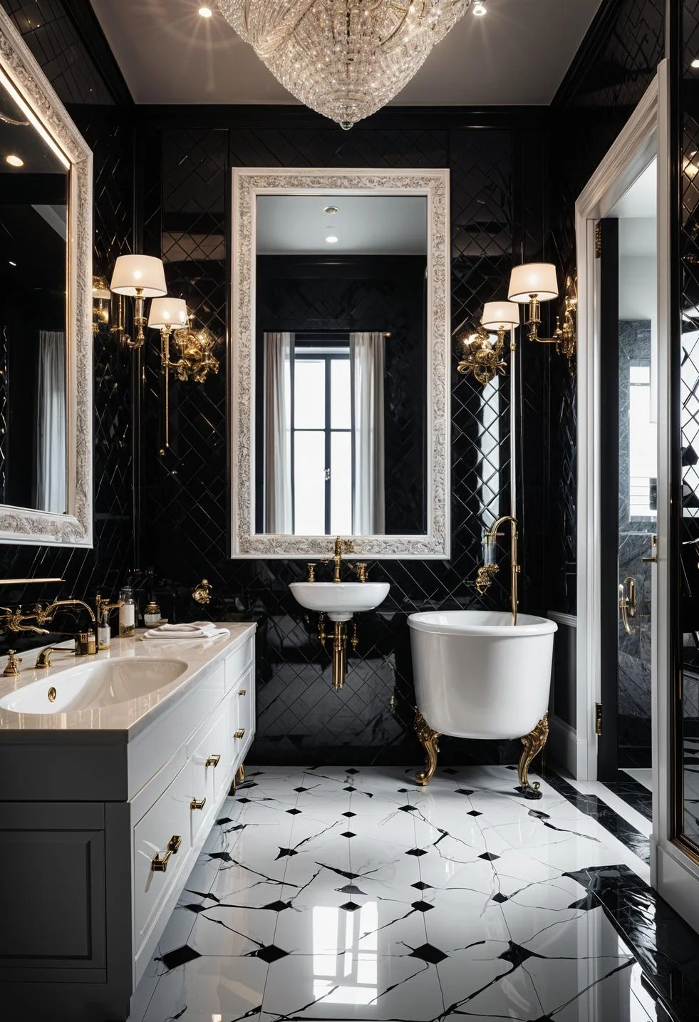 19 Stunning Black and White Bathroom Designs to Inspire You 15 12. Monochrome Chic Bathroom Elegance-1