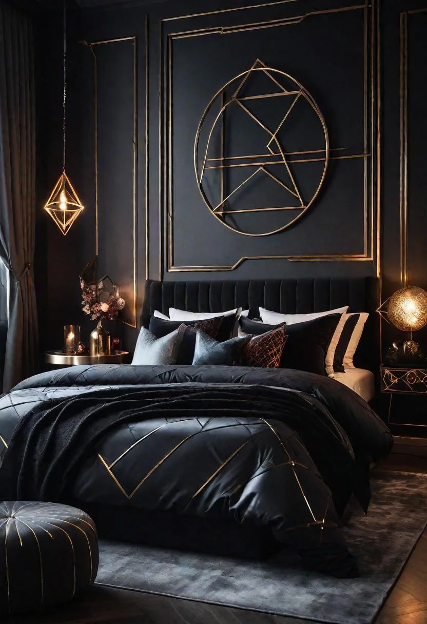 22 Enchanting Dark Feminine Bedroom Ideas to Inspire You 38 11. Mystic Modern Bedroom Decor-0