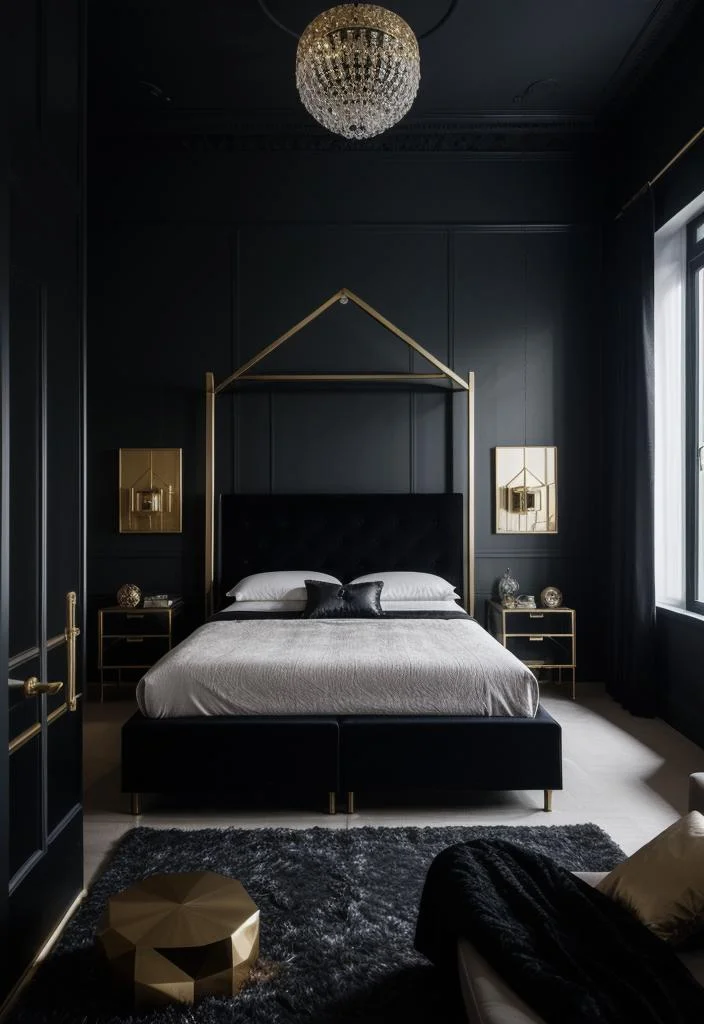 22 Enchanting Dark Feminine Bedroom Ideas to Inspire You 42 11. Mystic Modern Bedroom Decor-1