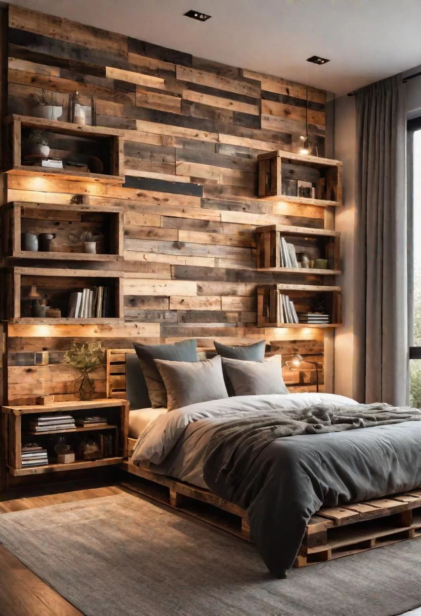 31. Pallet Accent Wall with Shelves-0