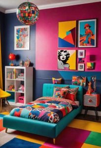 25 Eclectic Bedroom Ideas for a Unique Space 1 22. Pop Art Playroom Collection-0