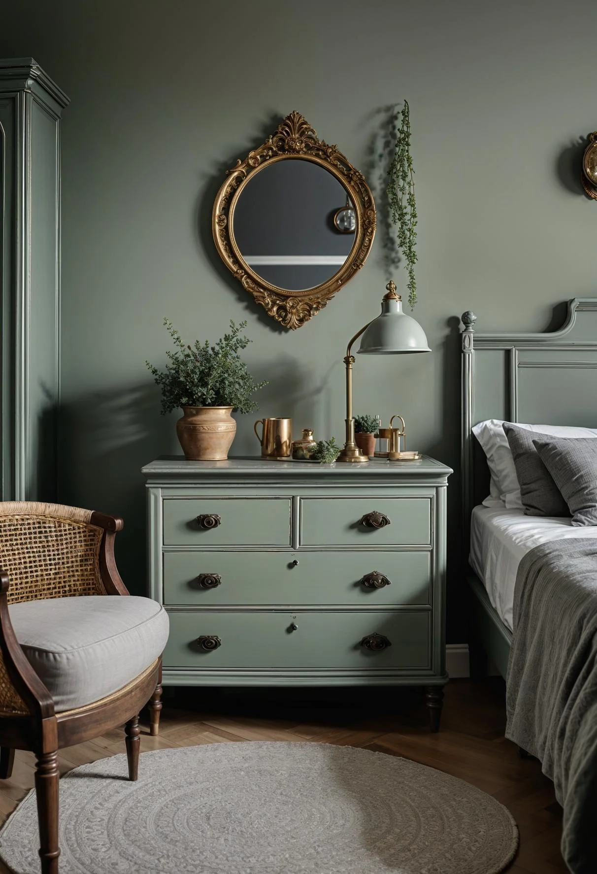 12. Retro Elegance: Sage Green Dresser-1