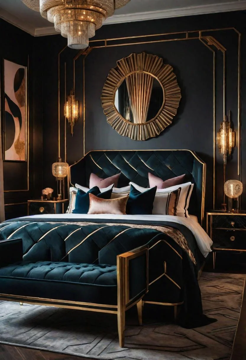 22 Enchanting Dark Feminine Bedroom Ideas to Inspire You 48 13. Roaring Twenties Bedroom Inspiration-0
