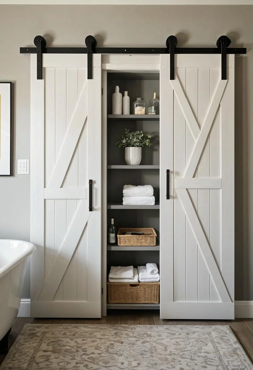 24 Chic Farmhouse Bathroom Designs for Cozy Living 8 5. Rustic Bathroom Cabinet Project-1