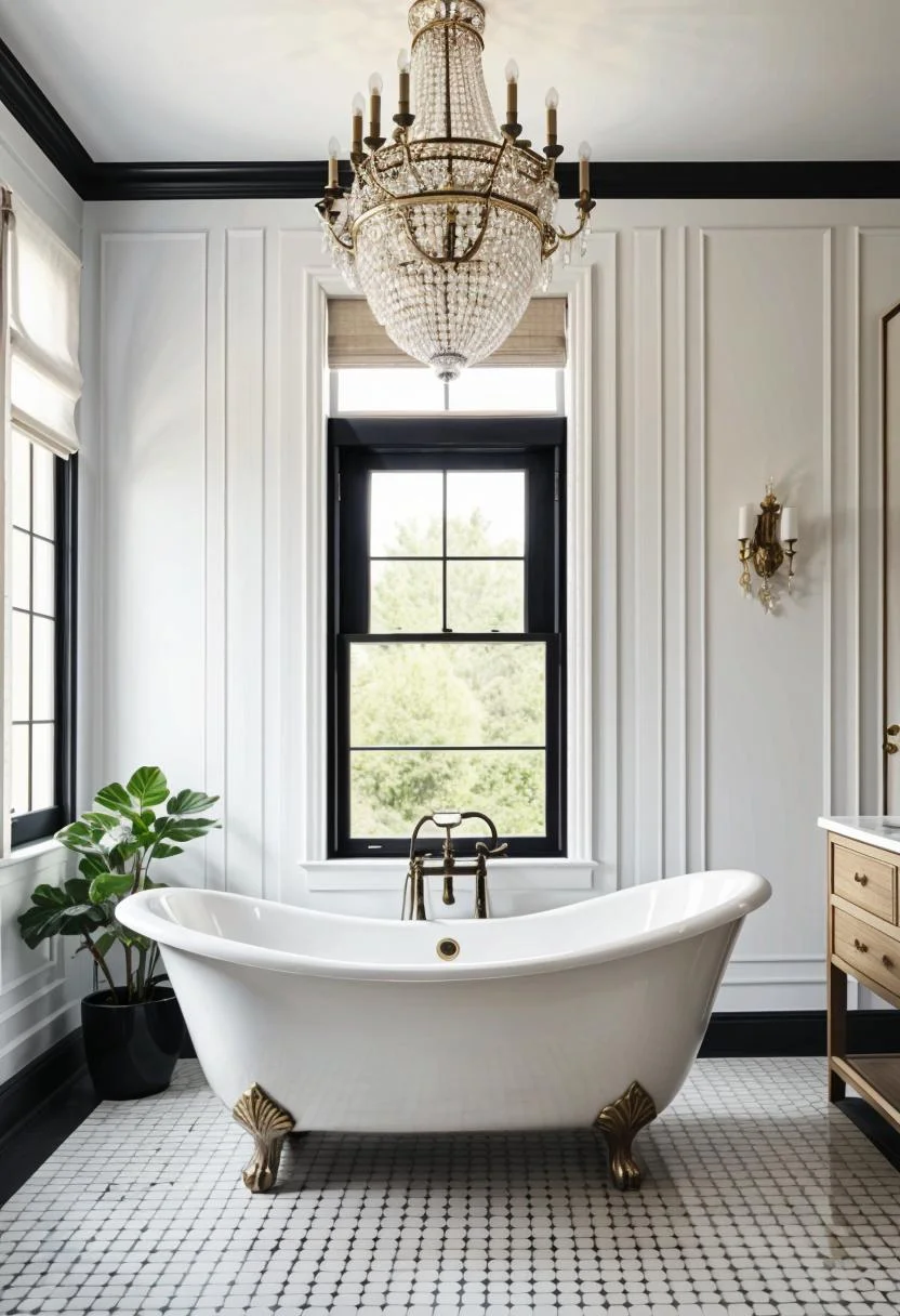 24 Chic Farmhouse Bathroom Designs for Cozy Living 22 8. Rustic Bathtub Styling Guide-0