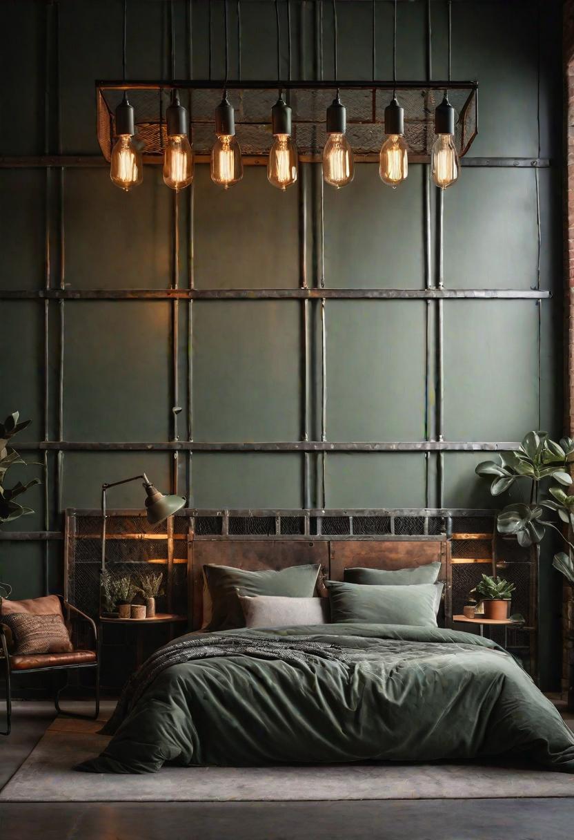 16. Rustic Industrial Green Bedroom Design-0