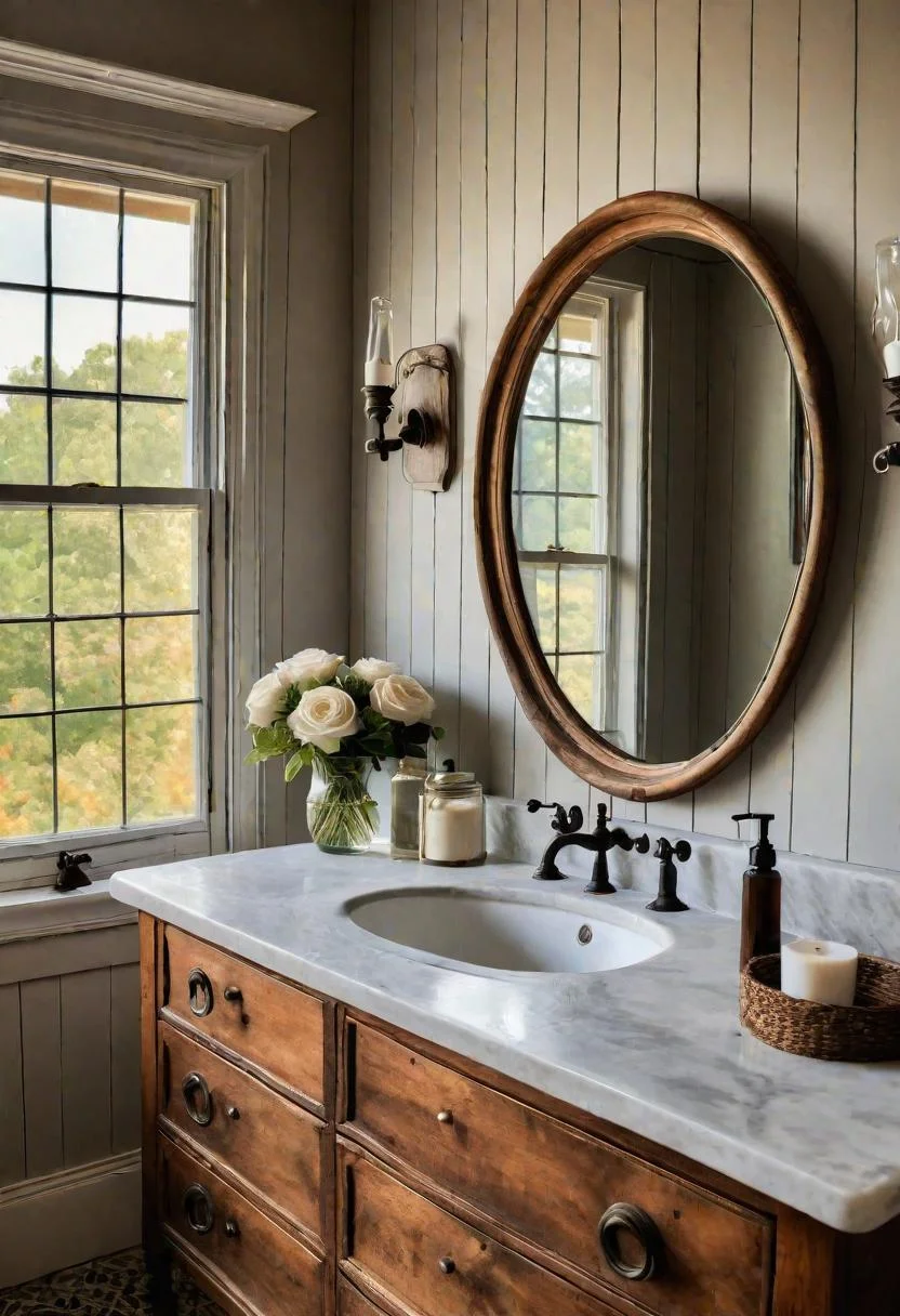 24 Chic Farmhouse Bathroom Designs for Cozy Living 20 6. Rustic Vanity Transformation Guide-0