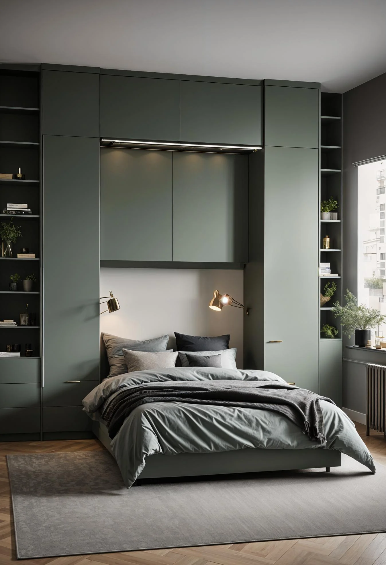23. Sage Green Murphy Bed Design-1
