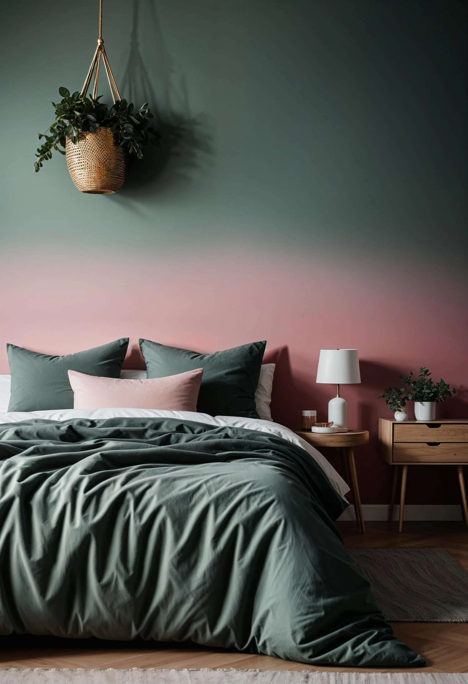 31 Chic Sage Green and Pink Bedroom Inspirations 31 21. Sage to Pink Ombre Paint-1