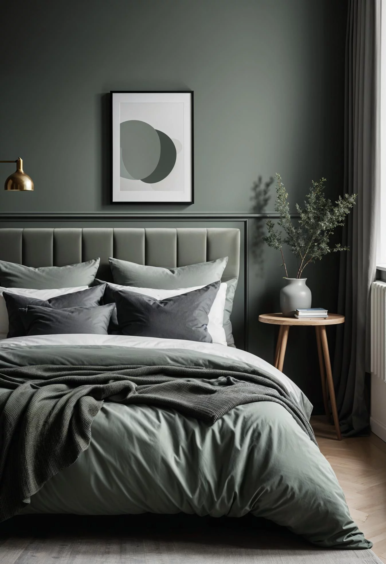 9. Scandinavian Sage & Charcoal Bedroom-1