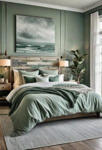 29 Sage Green and Grey Bedroom Ideas: Chic Decor 1 14. Seaside Sage & Storm Grey-0