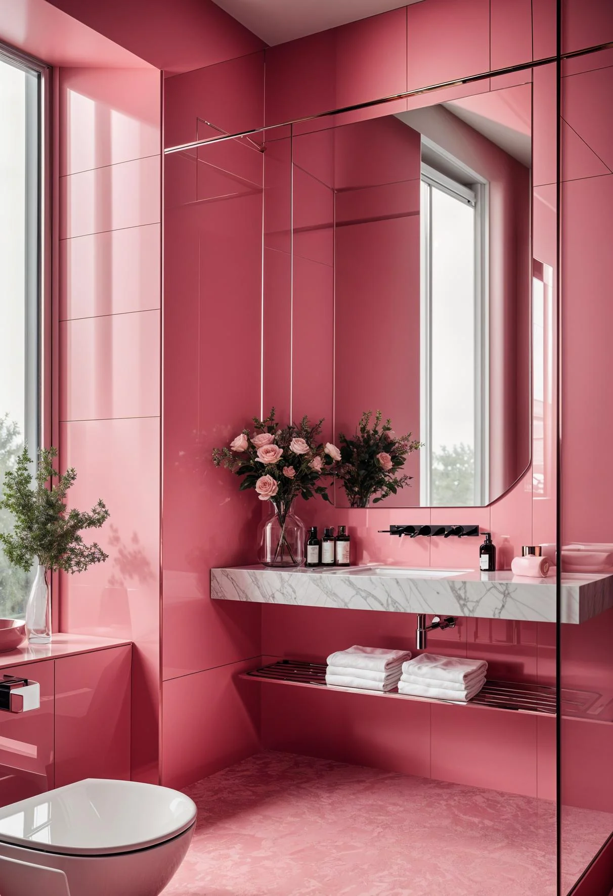 2. Stylish Pink Marble Bathroom-0