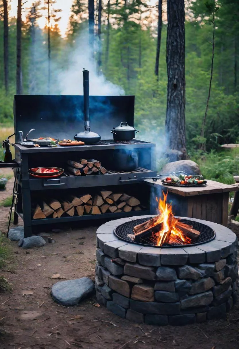 39 Stunning Outdoor Kitchen Ideas: With Style and Functionality 42 35. Survivalist Kitchen with Fire Pit-0