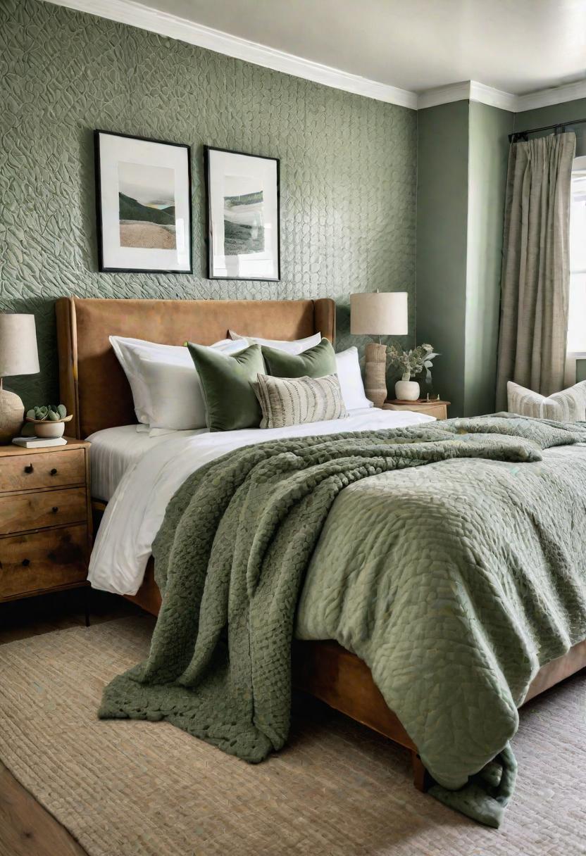 19. Textured Sage Green Bedroom Decor-0