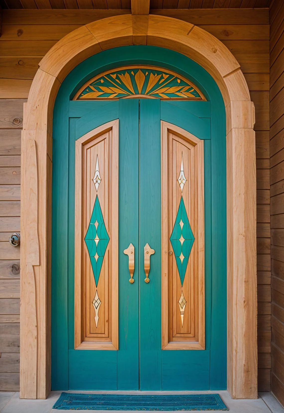 25. Turquoise-Inlaid Southwestern Wooden Door-0
