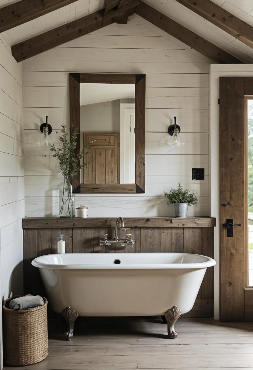 24 Chic Farmhouse Bathroom Designs for Cozy Living 37 19. Vintage Farmhouse Sink Selection-0