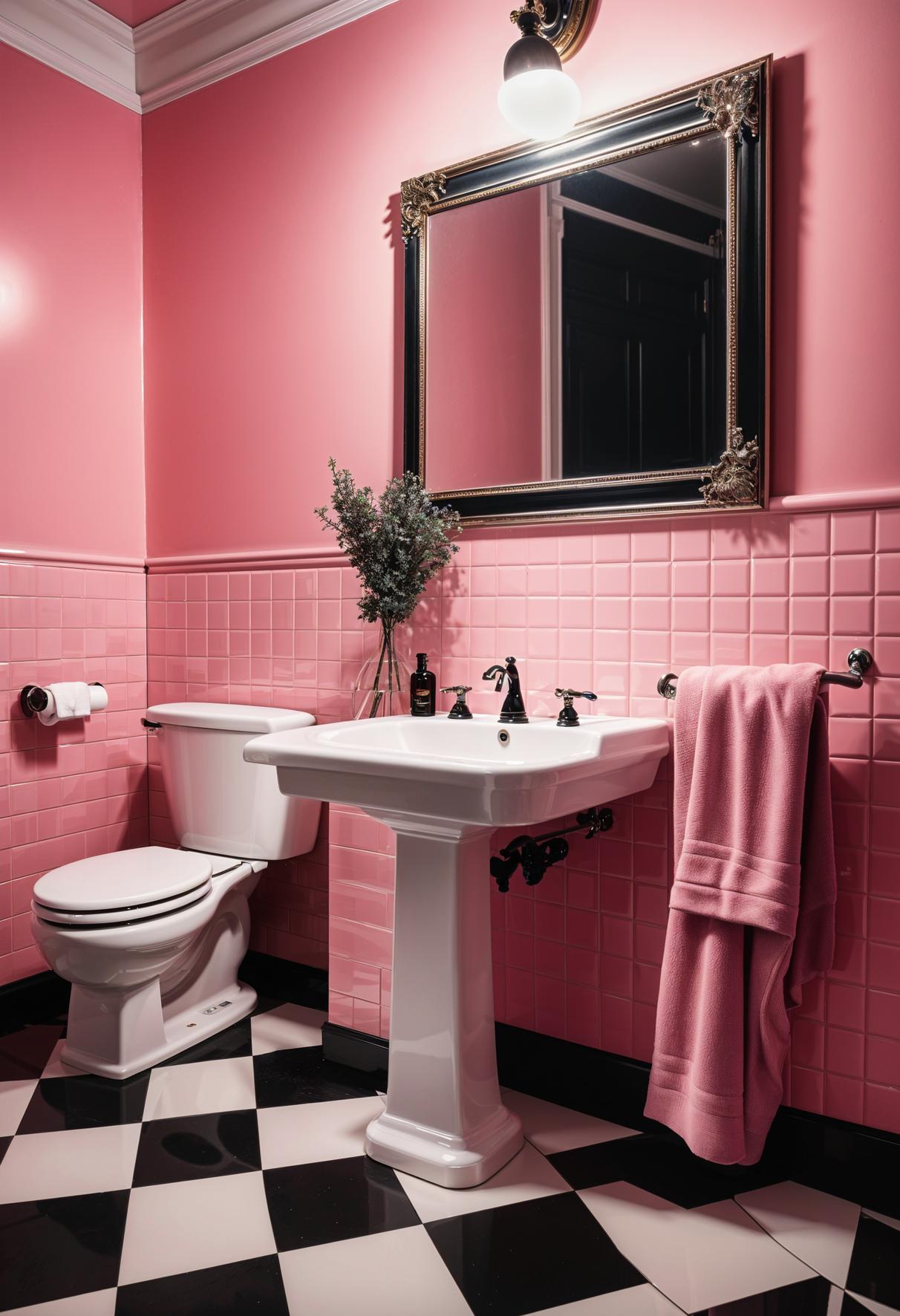 1. Vintage Pink Bathroom Charm-0