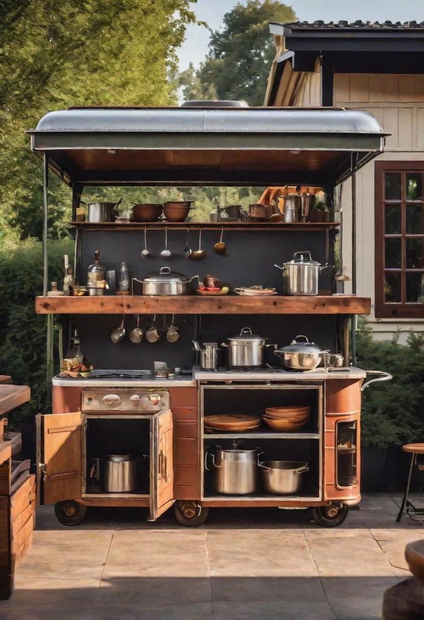 39 Stunning Outdoor Kitchen Ideas: With Style and Functionality 28 23. Vintage Railway Car Kitchen Conversion-0