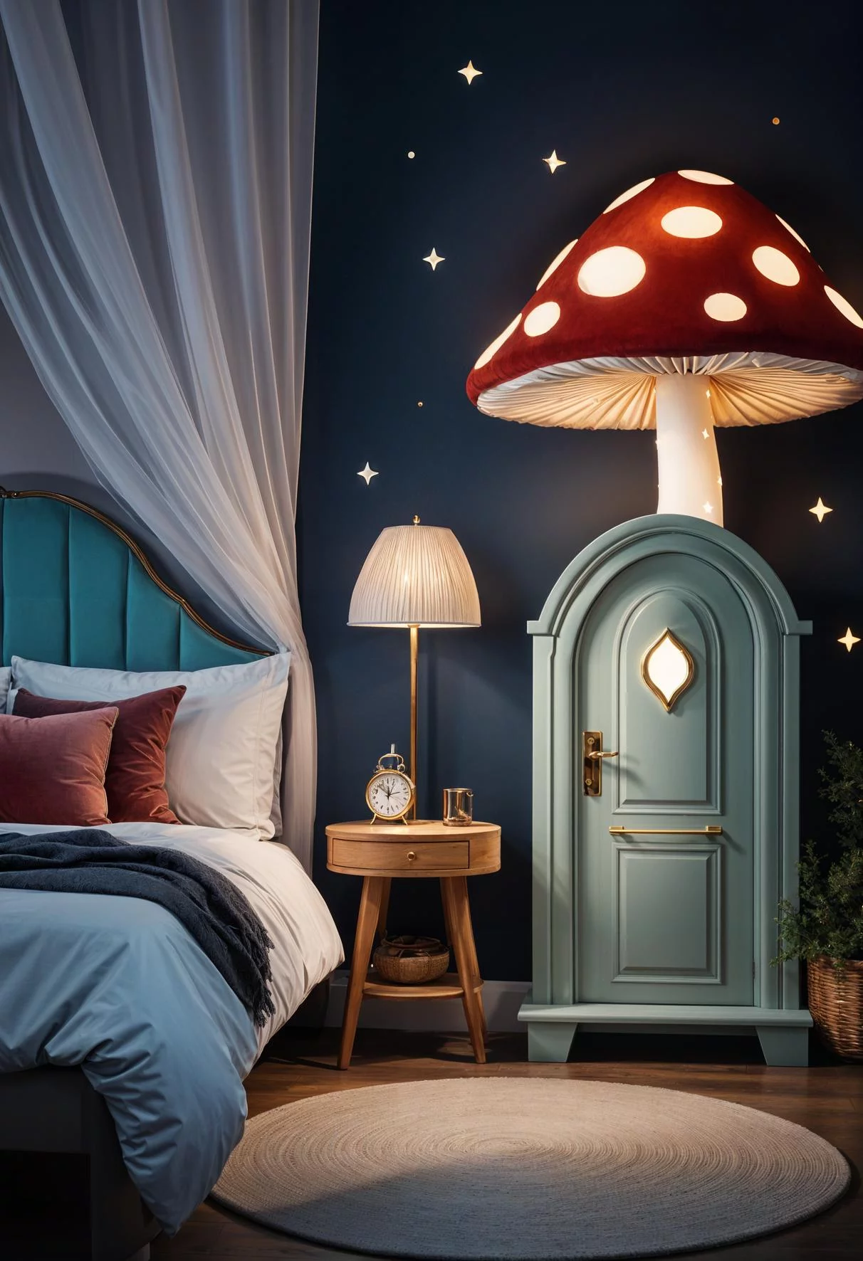 32. Whimsical Mushroom Nightstand Decor-2