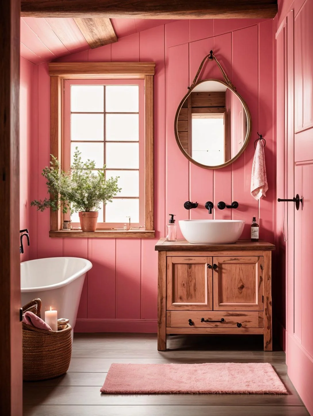 6. Wooden Accents in Pink Bathroom-0