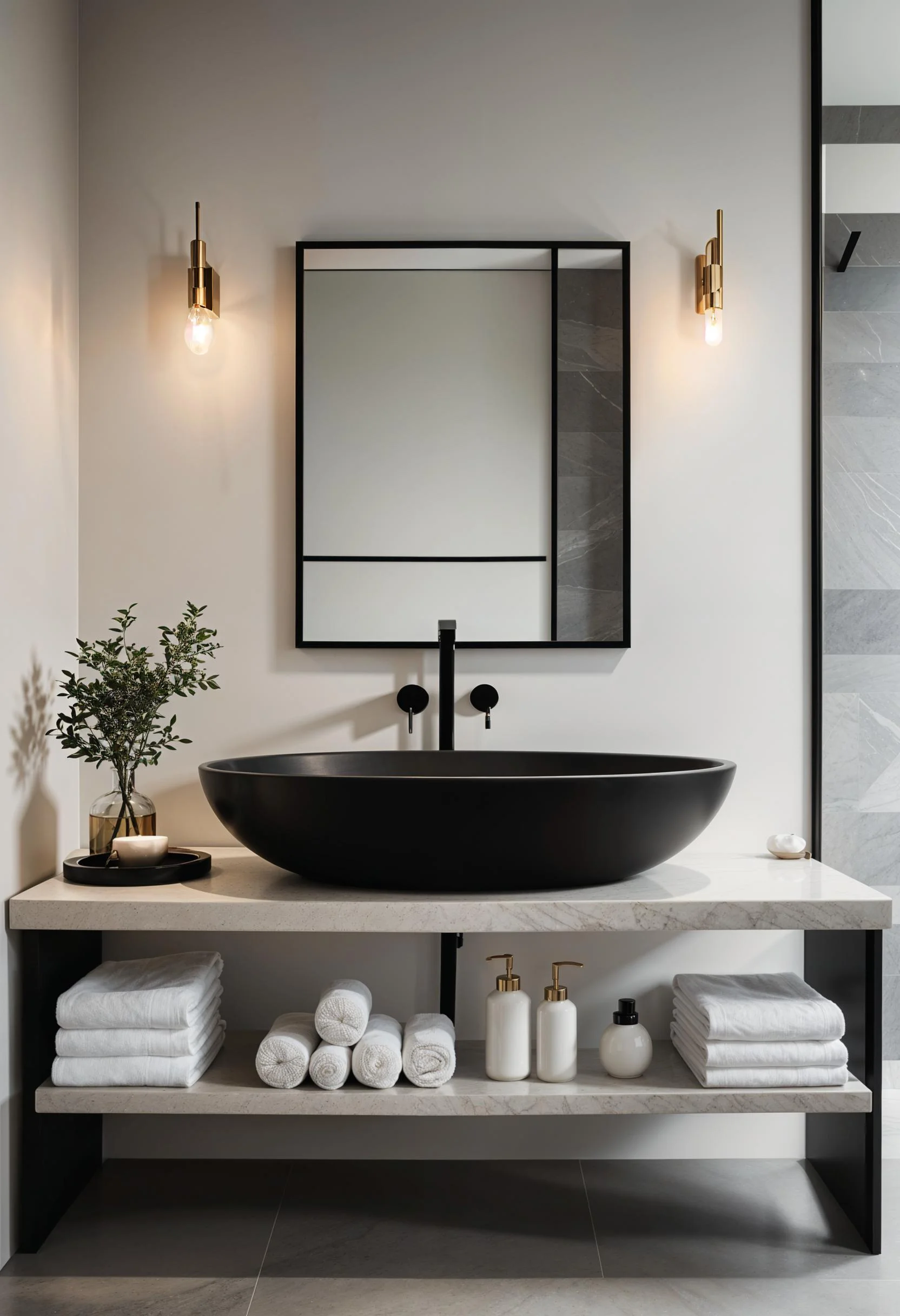 19 Stunning Black and White Bathroom Designs to Inspire You 12 10. Zen-Inspired Monochrome Bathroom Oasis-0