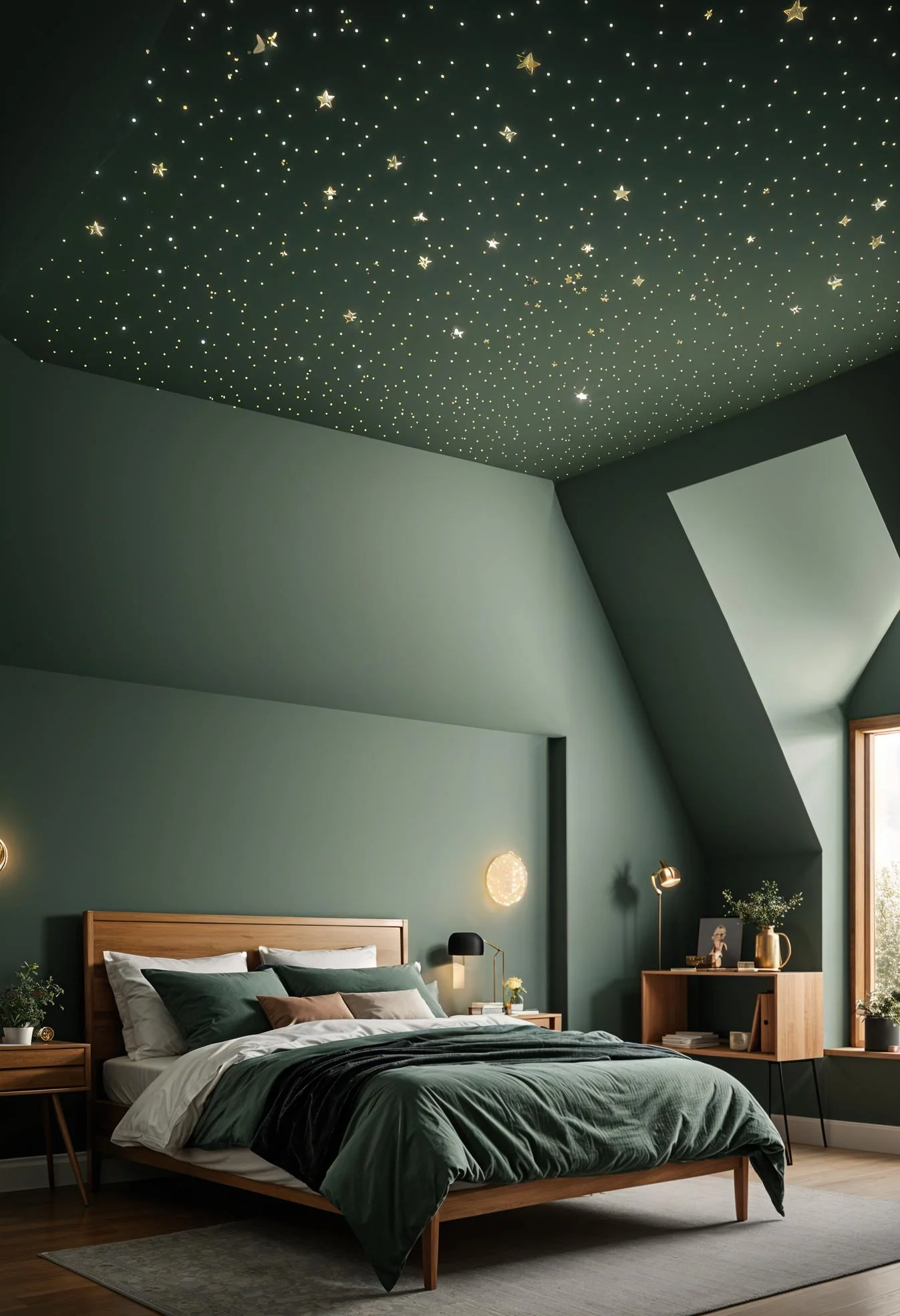 21. Dreamy Starry Sage Green Ceiling-0