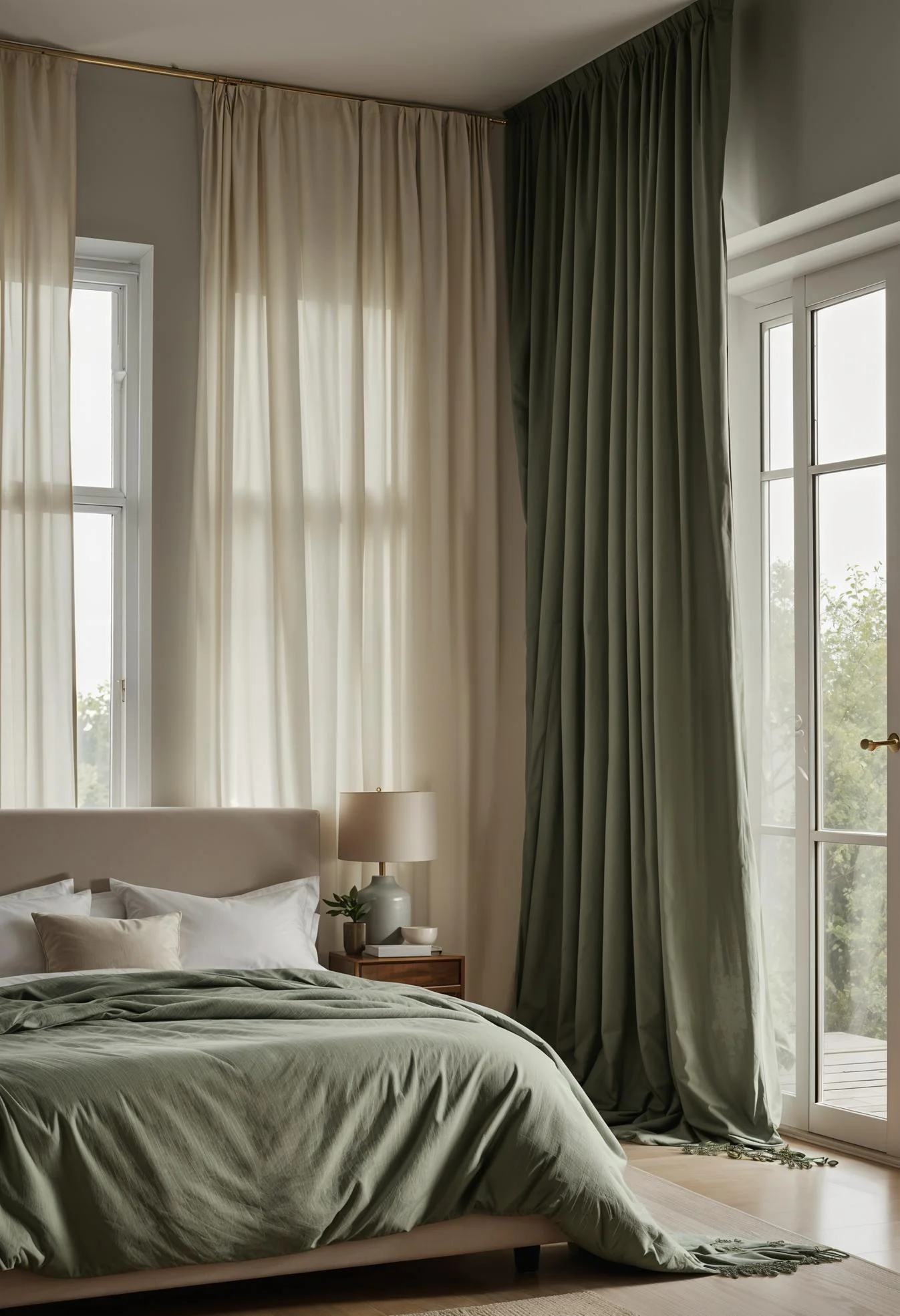 23. Elegant Curtain Pairing: Sage & Cream-0