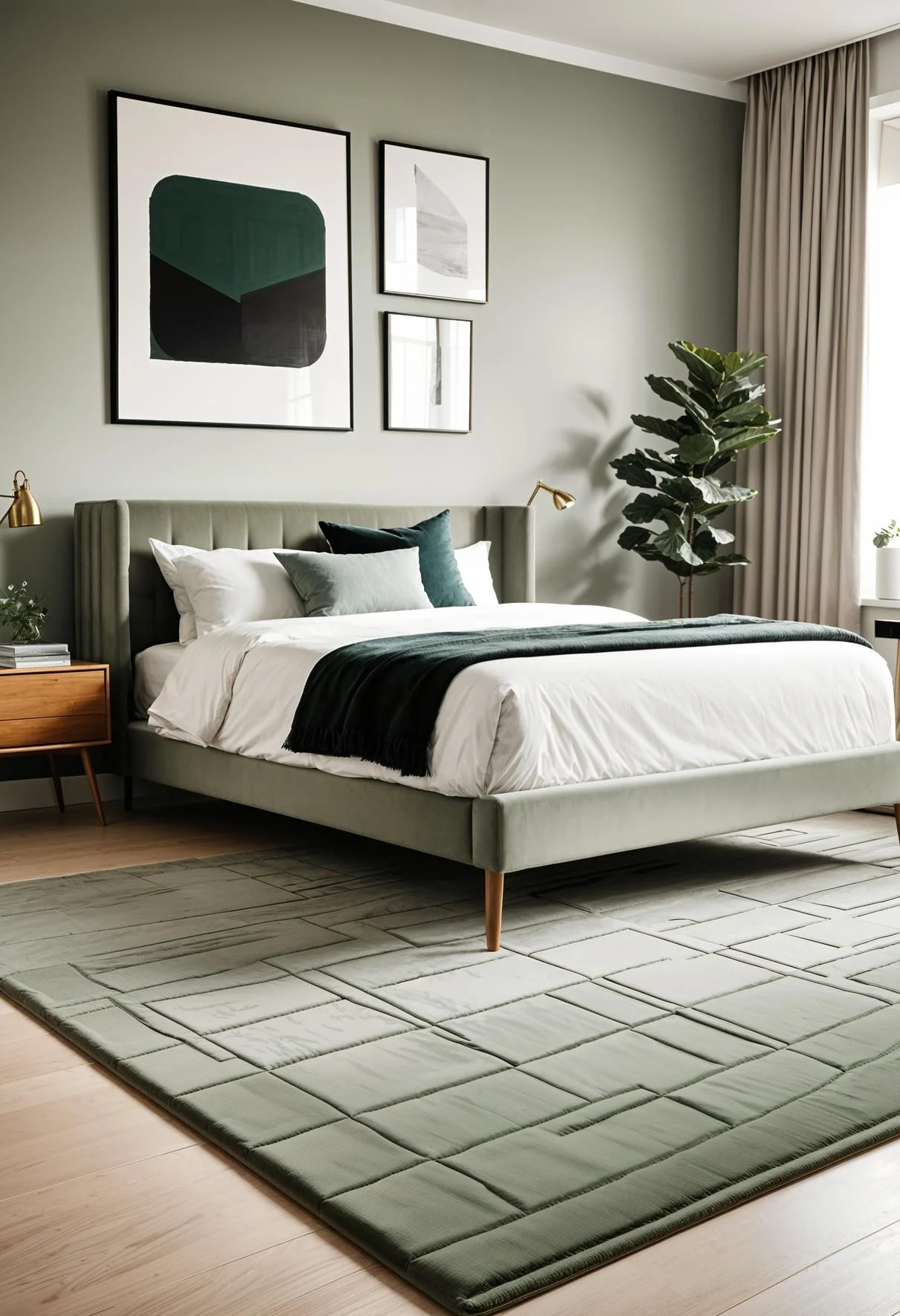 6. Geometric Rug in Minimalist Bedroom-0