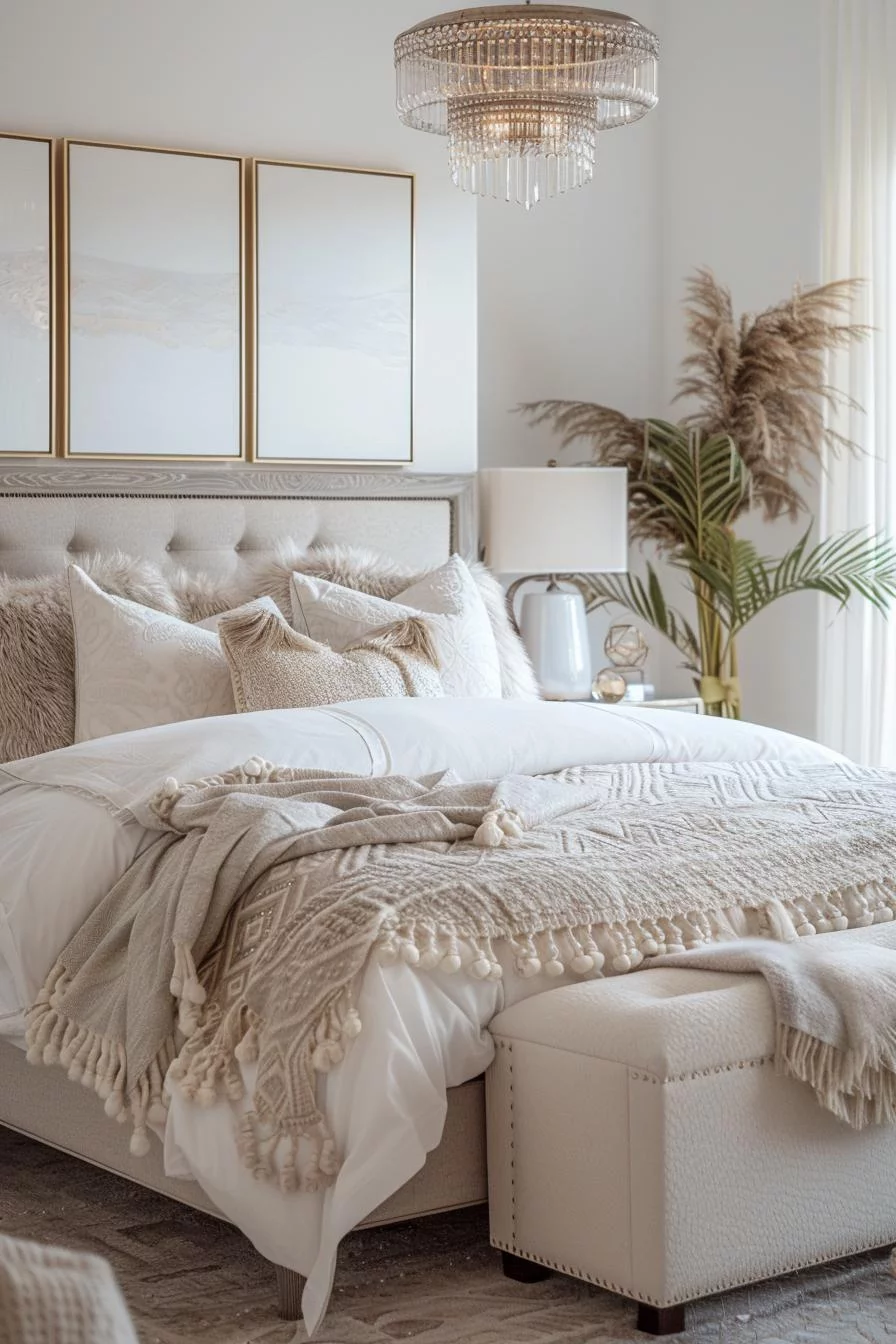 12. Glamorous Neutral Boho Bedroom Retreat-1