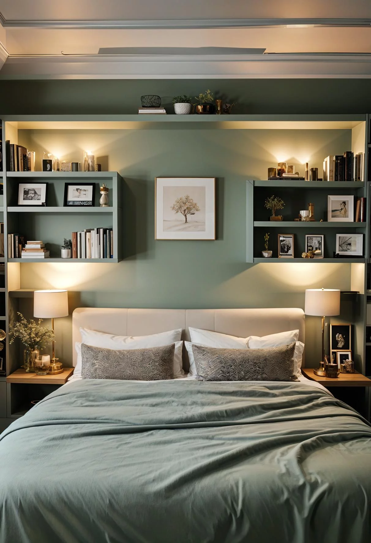25. Sage & Cream Bookshelf Lighting-0