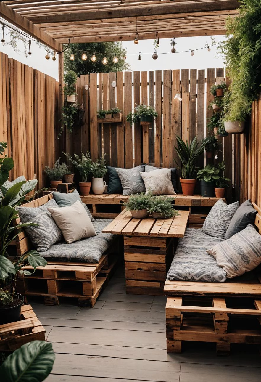 11. Boho Patio: Rustic Pallet Furniture-2
