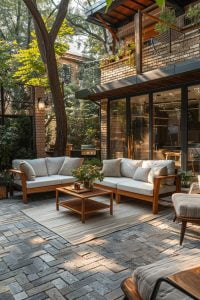19 Unique Concrete Patio Ideas You Must See (New) 1 3. Chic Herringbone Concrete Patio Design-0