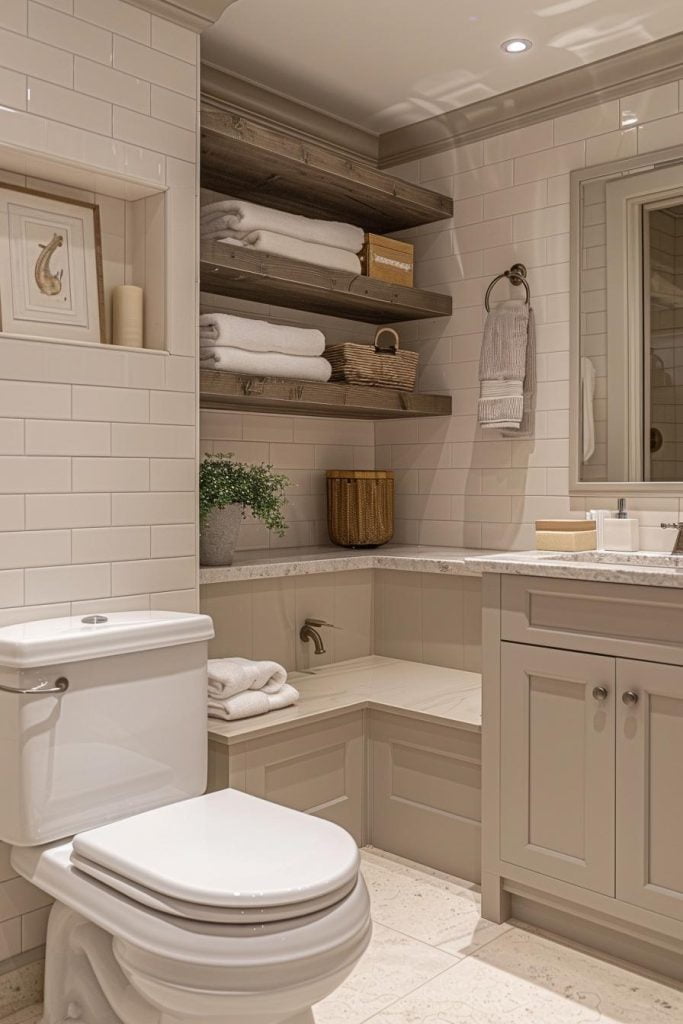 15 Genius & Gorgeous Bathroom Shelf Ideas You Must See - Lovely Harbor