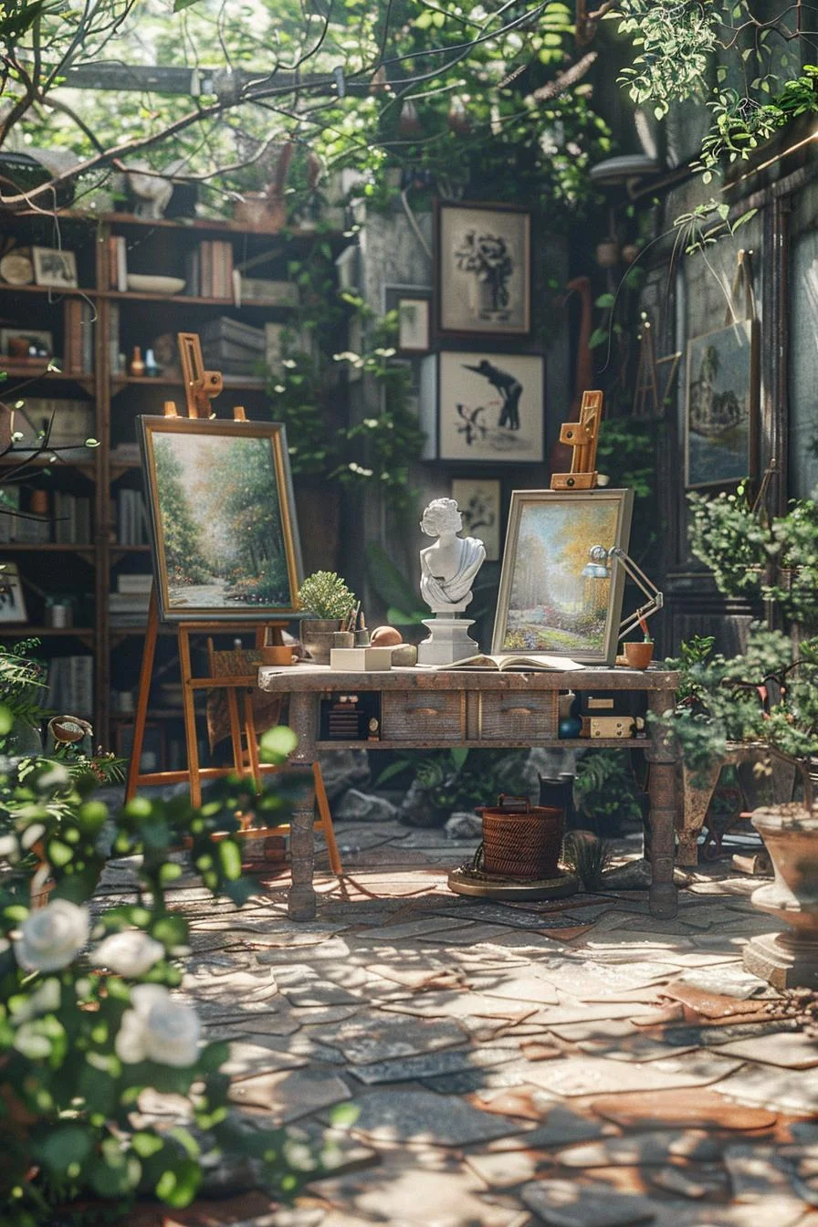 31 Gorgeous Outdoor Patio Ideas to Try Now (With Real Costs & Climate Notes) 127 28. Creative Outdoor Art Studio Space-0