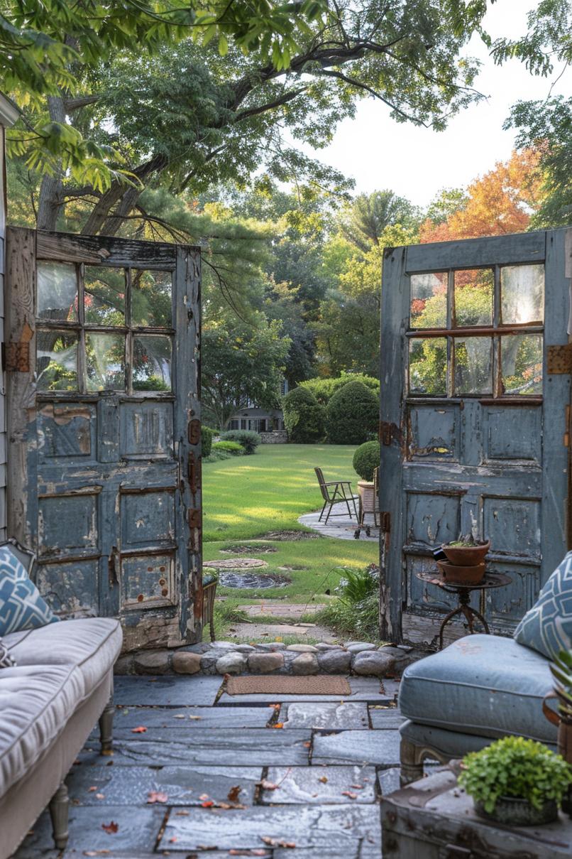 8. Creative Patio Dividers with Vintage Doors-0