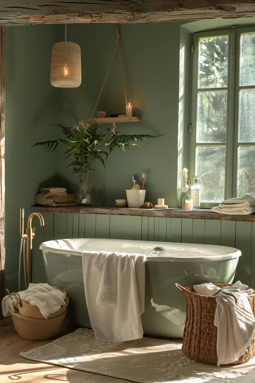 2. Earthy Olive Bathroom Paint Inspiration-1