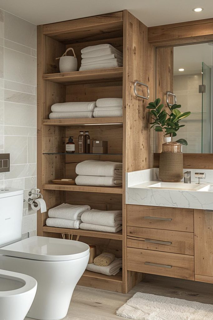 15 Genius & Gorgeous Bathroom Shelf Ideas You Must See - Lovely Harbor