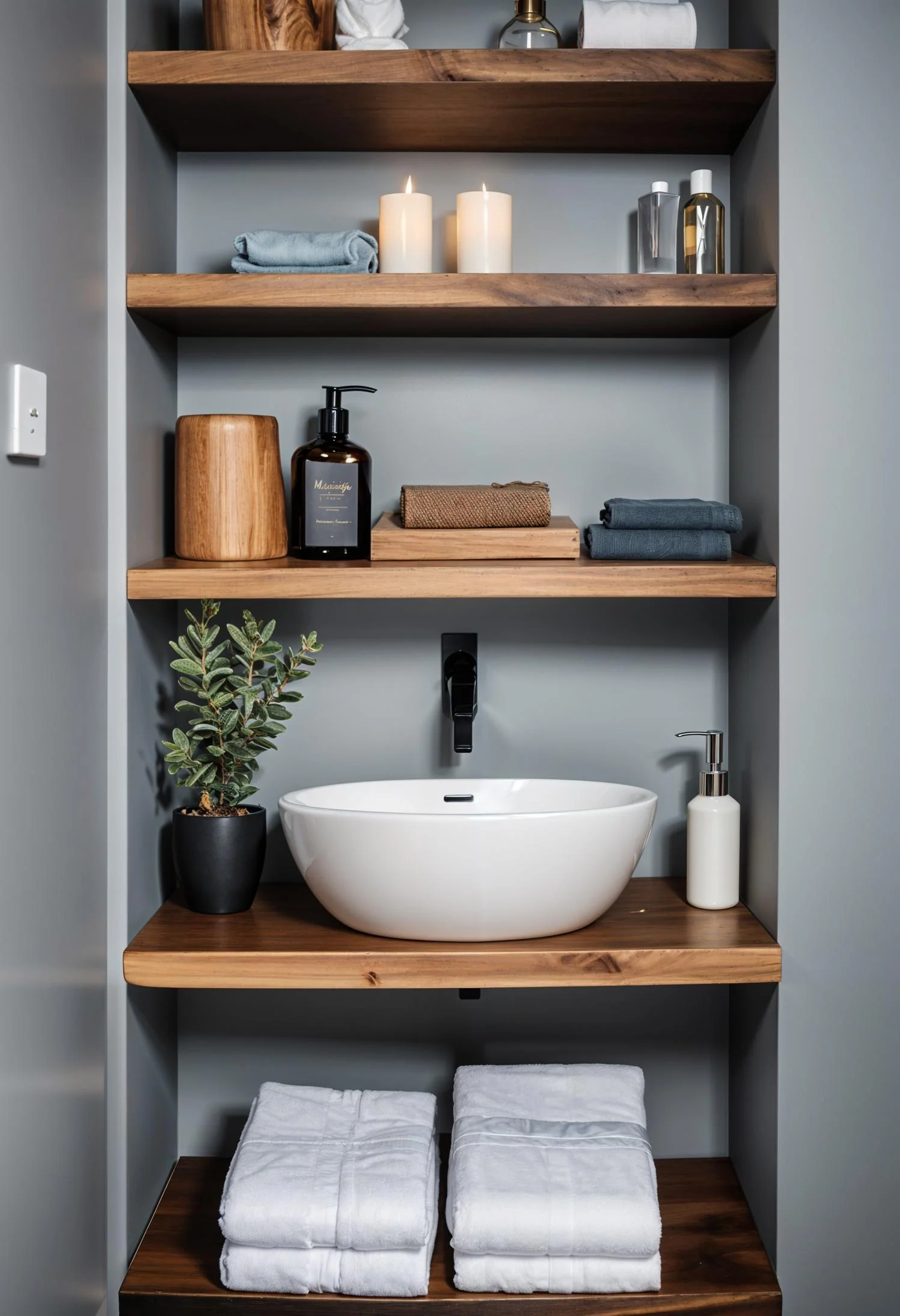 2. Maximize Bathroom Storage with Floating Shelves-1