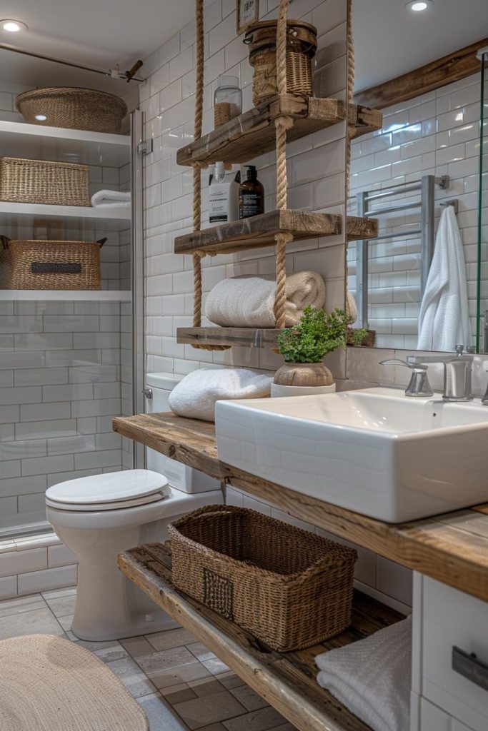15 Genius & Gorgeous Bathroom Shelf Ideas You Must See - Lovely Harbor