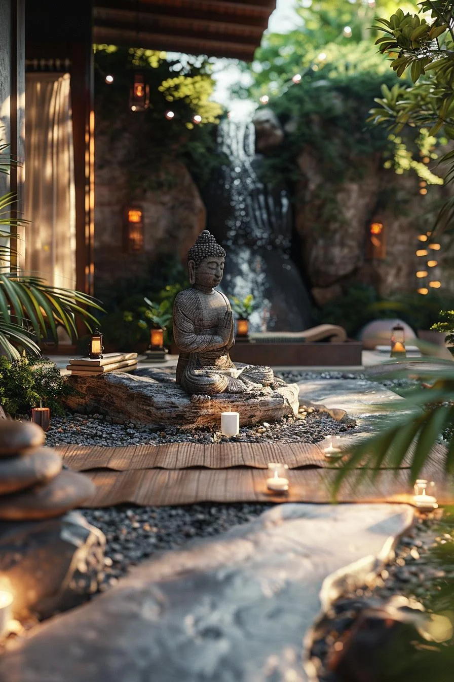 31 Gorgeous Outdoor Patio Ideas to Try Now (With Real Costs & Climate Notes) 91 20. Outdoor Yoga Oasis: Water and Sculptures-0