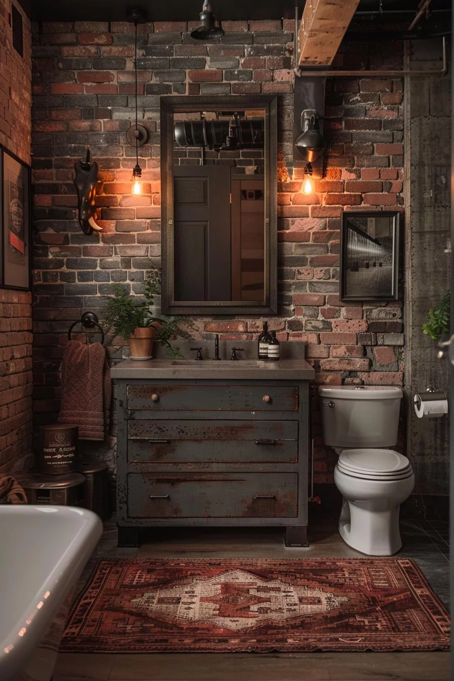 15. Raw Industrial Chic Bathroom Decor-0